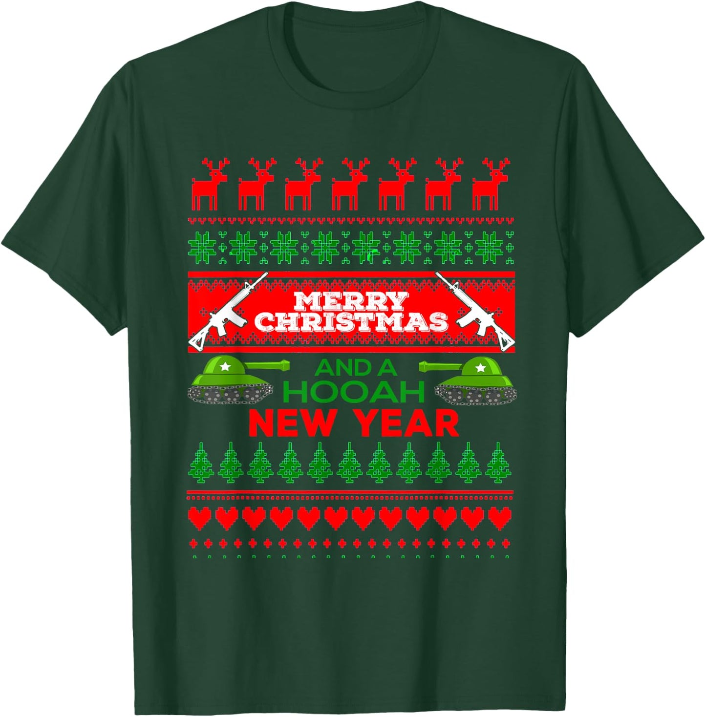 Military Ugly Christmas Sweater Army Shirt T-Shirt - T-Shirt | Forest