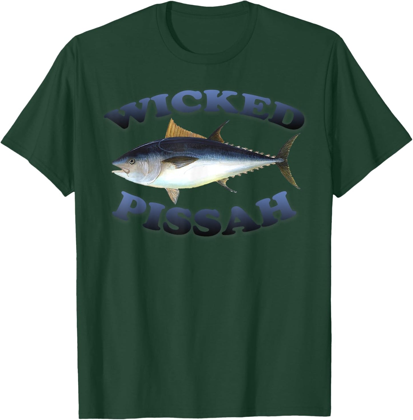 Wicked Pissah Bluefin Tuna Fish Illustration Fishing Angler T-Shirt - T-Shirt | Forest