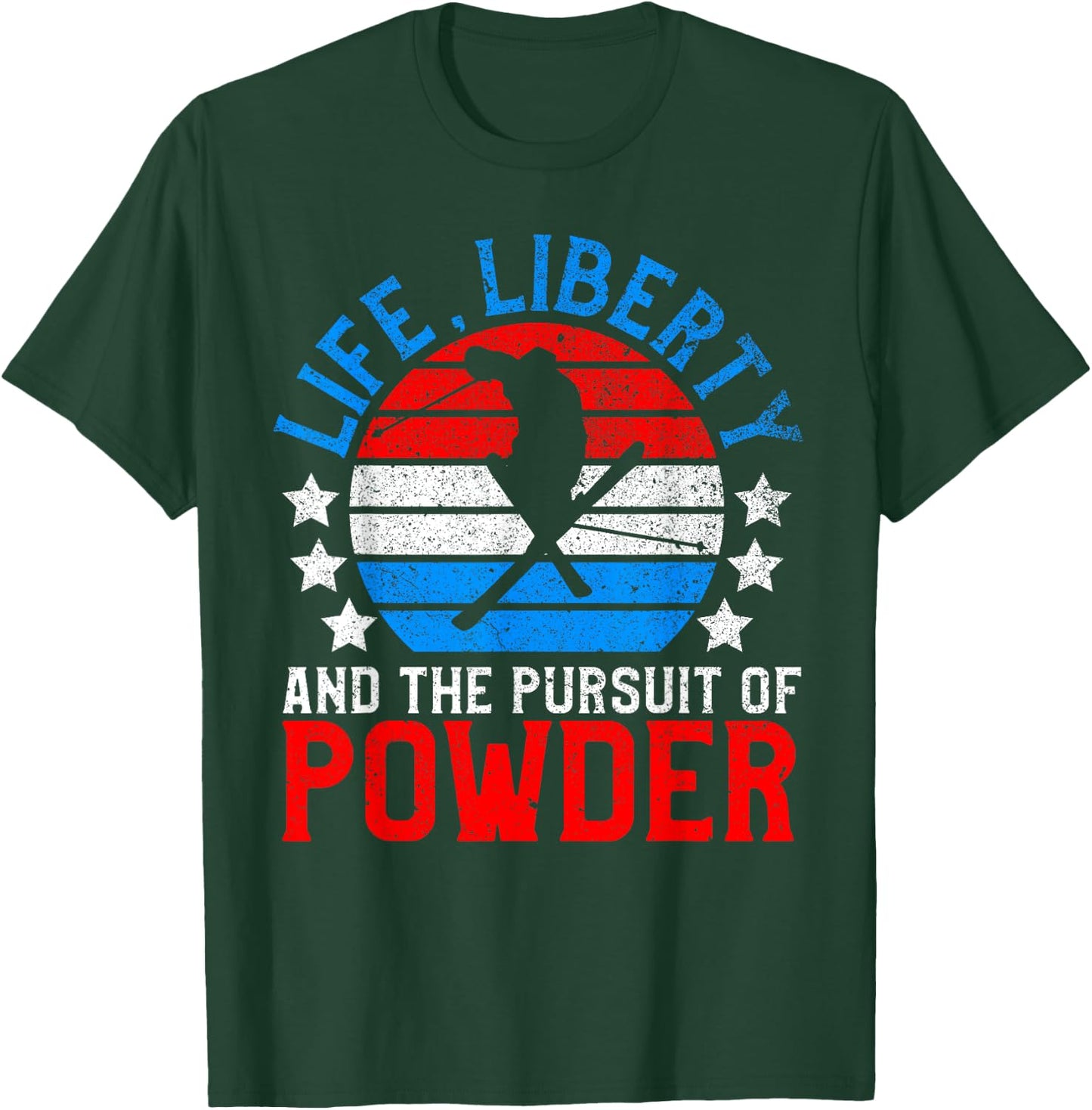 American Ski Shirt Funny Skier & Skiing Lover July 4th Gift Kids Men T-Shirt - T-Shirt | Forest