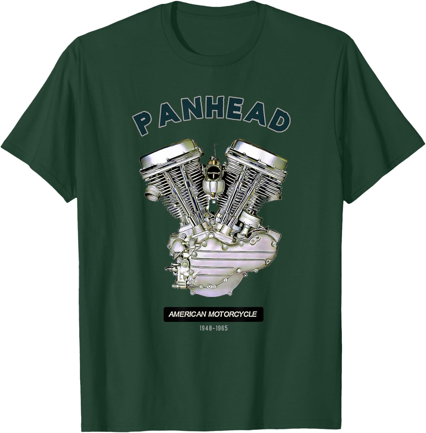 HD PanHead Retro V-Twin Engine Motorcycle 48 -65 biker gear T-Shirt - T-Shirt | Forest
