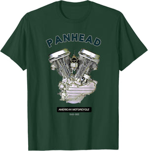 HD PanHead Retro V-Twin Engine Motorcycle 48 -65 biker gear T-Shirt - T-Shirt | Forest