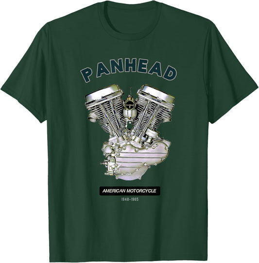 HD PanHead Retro V-Twin Engine Motorcycle 48 -65 biker gear T-Shirt - T-Shirt | Forest