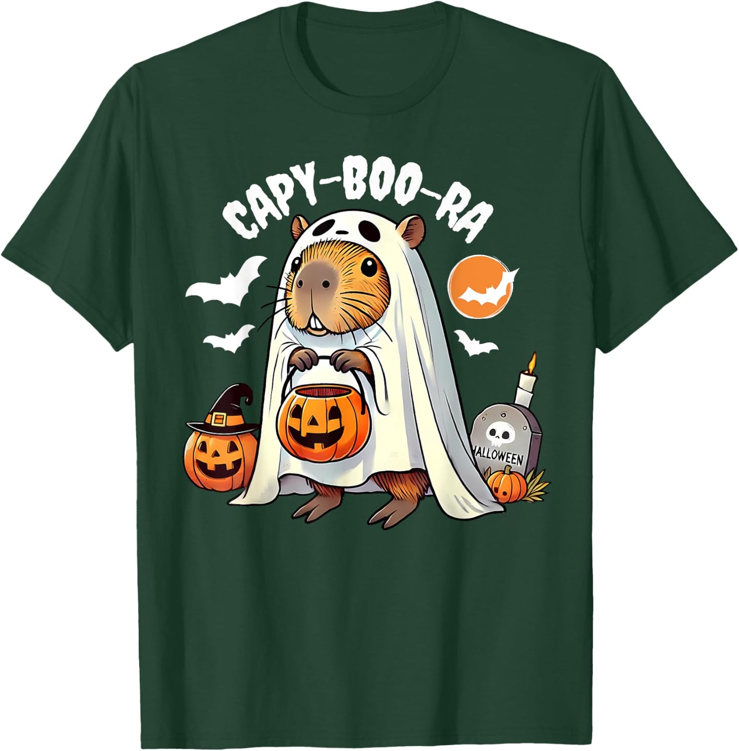 Capy-boo-ra Cute Capybara Ghost Funny Halloween Capy Lovers T-Shirt - T-Shirt | Forest