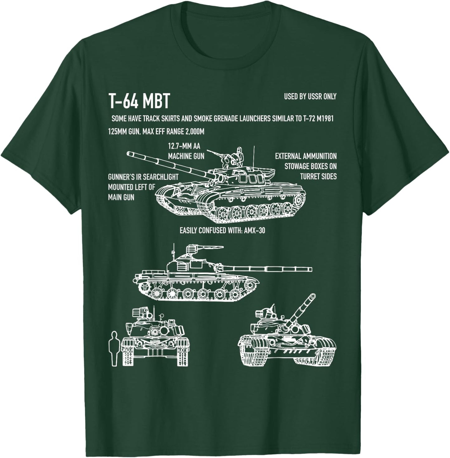 T-64 Russian Main Battle Tank Blueprint Gift T-Shirt - T-Shirt | Forest