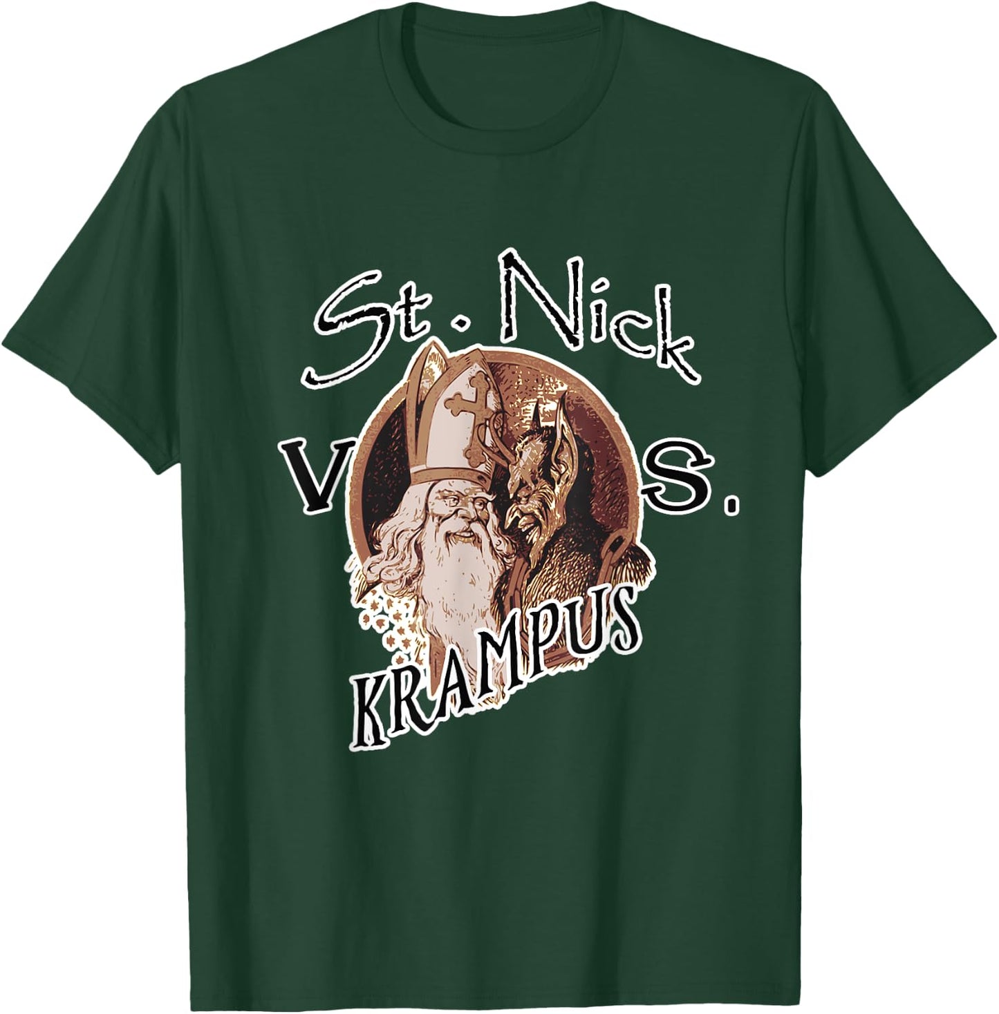 Santa Claus versus Krampus funny Christmas T-Shirt - T-Shirt | Forest