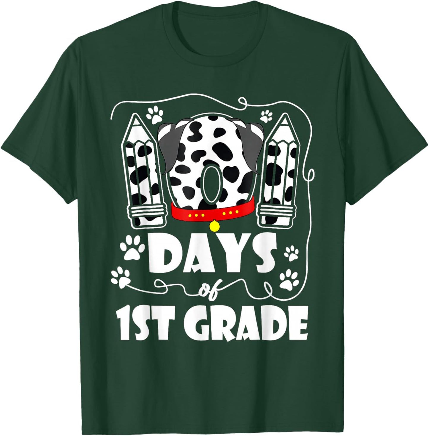 101 Days 1st Grade 100 Days School Dog 100th Day Students T-Shirt - T-Shirt | Forest