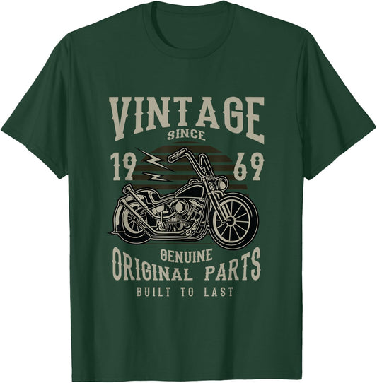 1969 Birthday Retirement Vintage Retro Motorcycle Chopper T-Shirt - T-Shirt | Forest