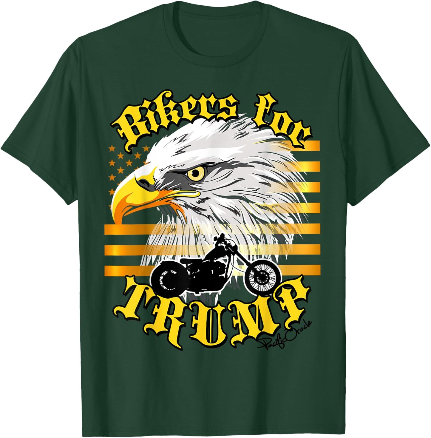 Epic USA Gold-Colored Flag Eagle Bikers For Trump 2024 T-Shirt - T-Shirt | Forest