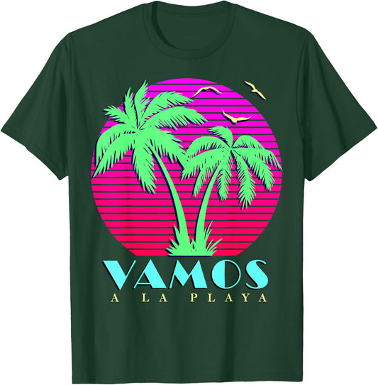 Vamos A La Playa 80s Palm Trees Summer Sunset Men Women Girls Kids T-Shirt - T-Shirt | Forest