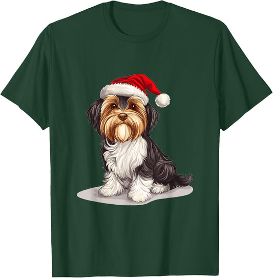 Cute Biewer Terrier Dog Christmas Merry X-mas Graphic Men Women Kids T-Shirt - T-Shirt | Forest