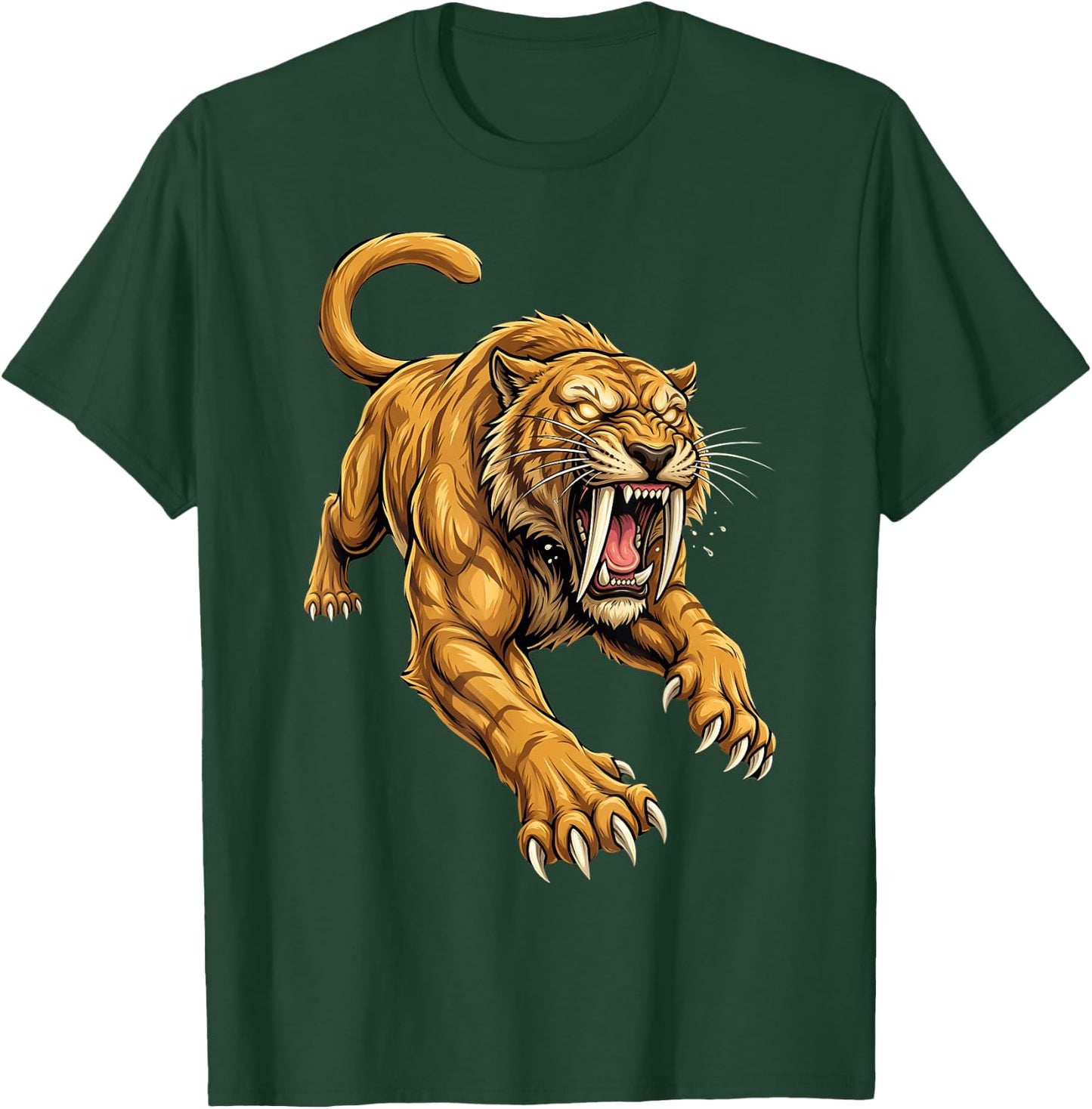 Saber Tooth Tiger Smilodon Animal T-Shirt - T-Shirt | Forest