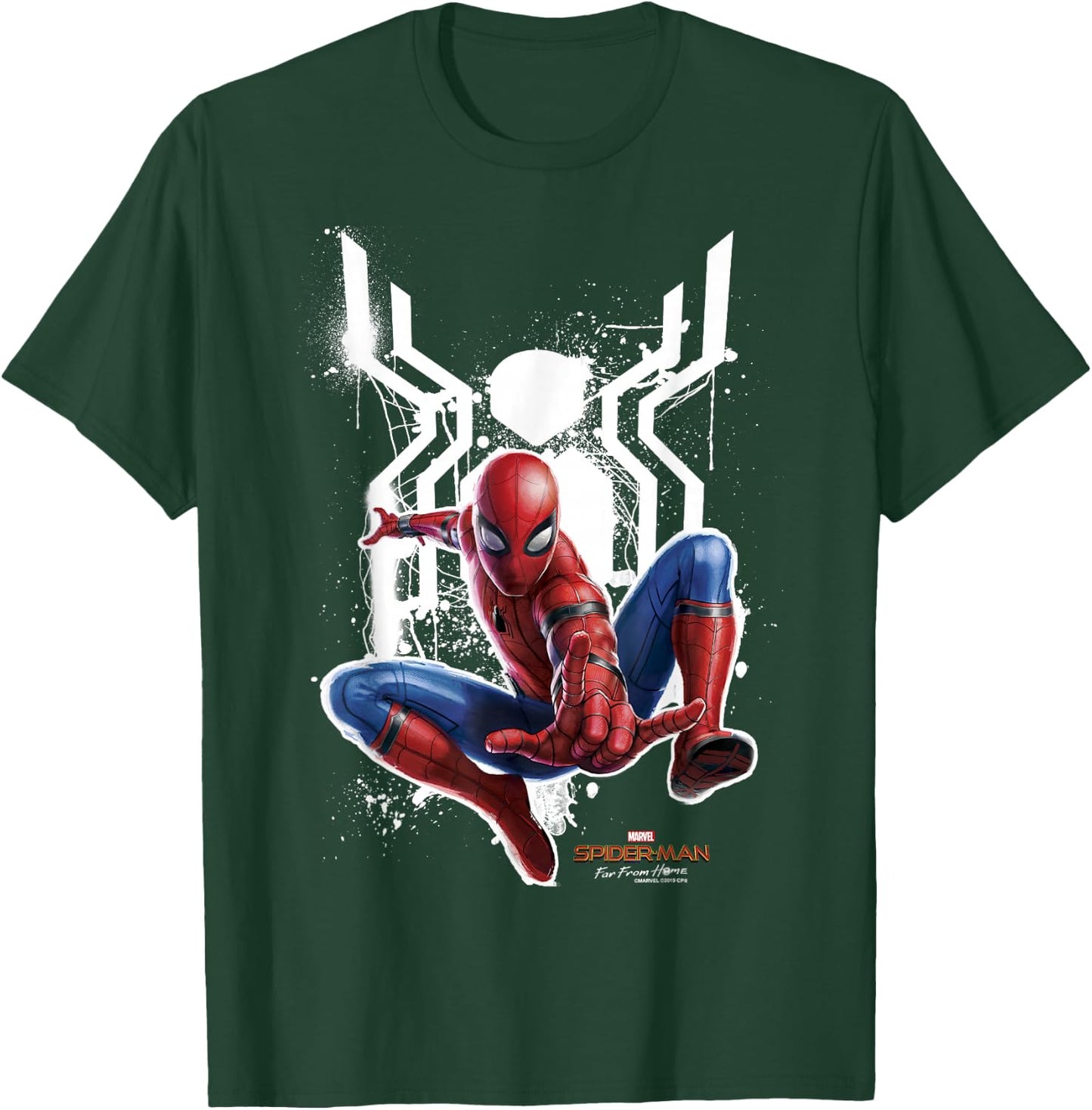 Marvel Spider-Man Far from Home Painted Logo Swing Poster T-Shirt - T-Shirt | Forest