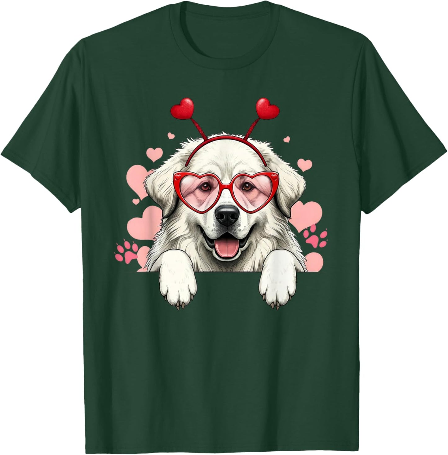 Funny Great Pyrenees Heart Headband Valentine T-Shirt - T-Shirt | Forest