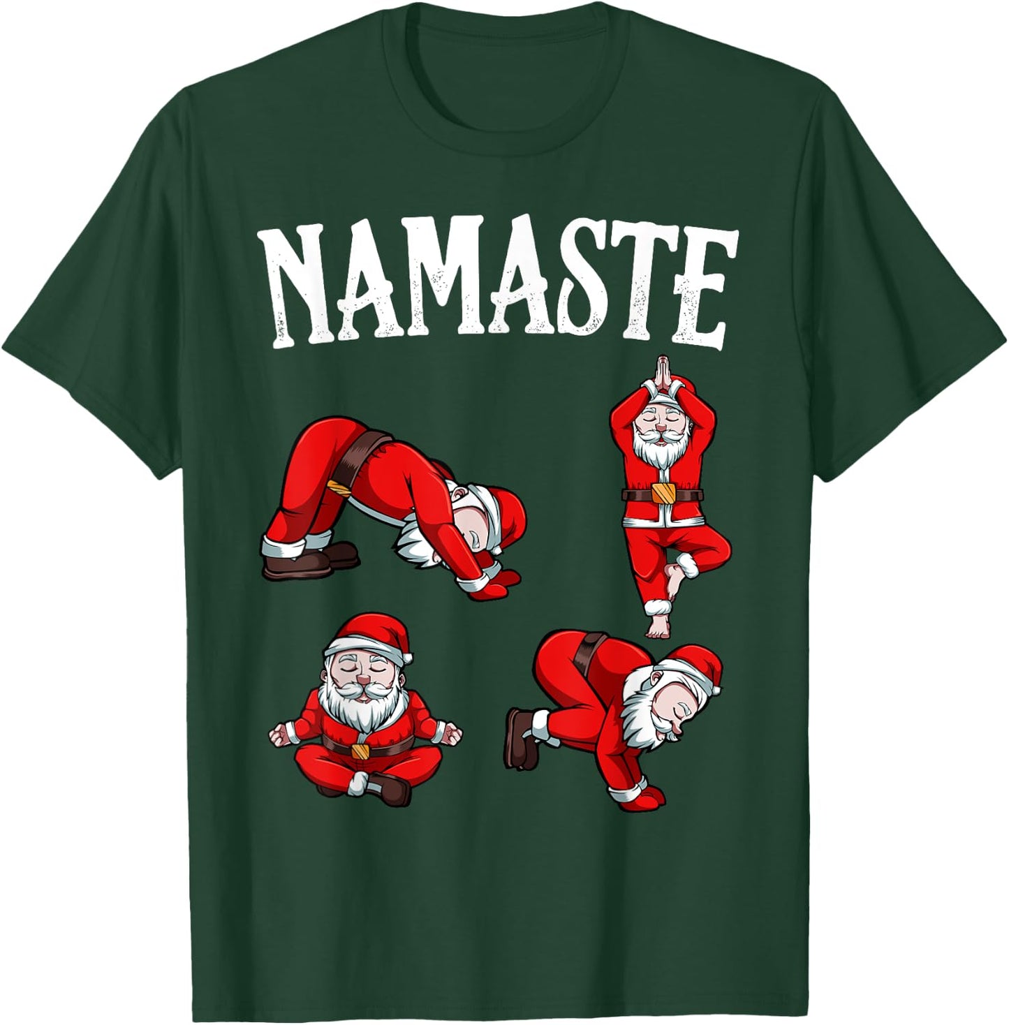 Funny Namaste Santa Claus Yoga Pose Christmas Hippie Peace T-Shirt - T-Shirt | Forest