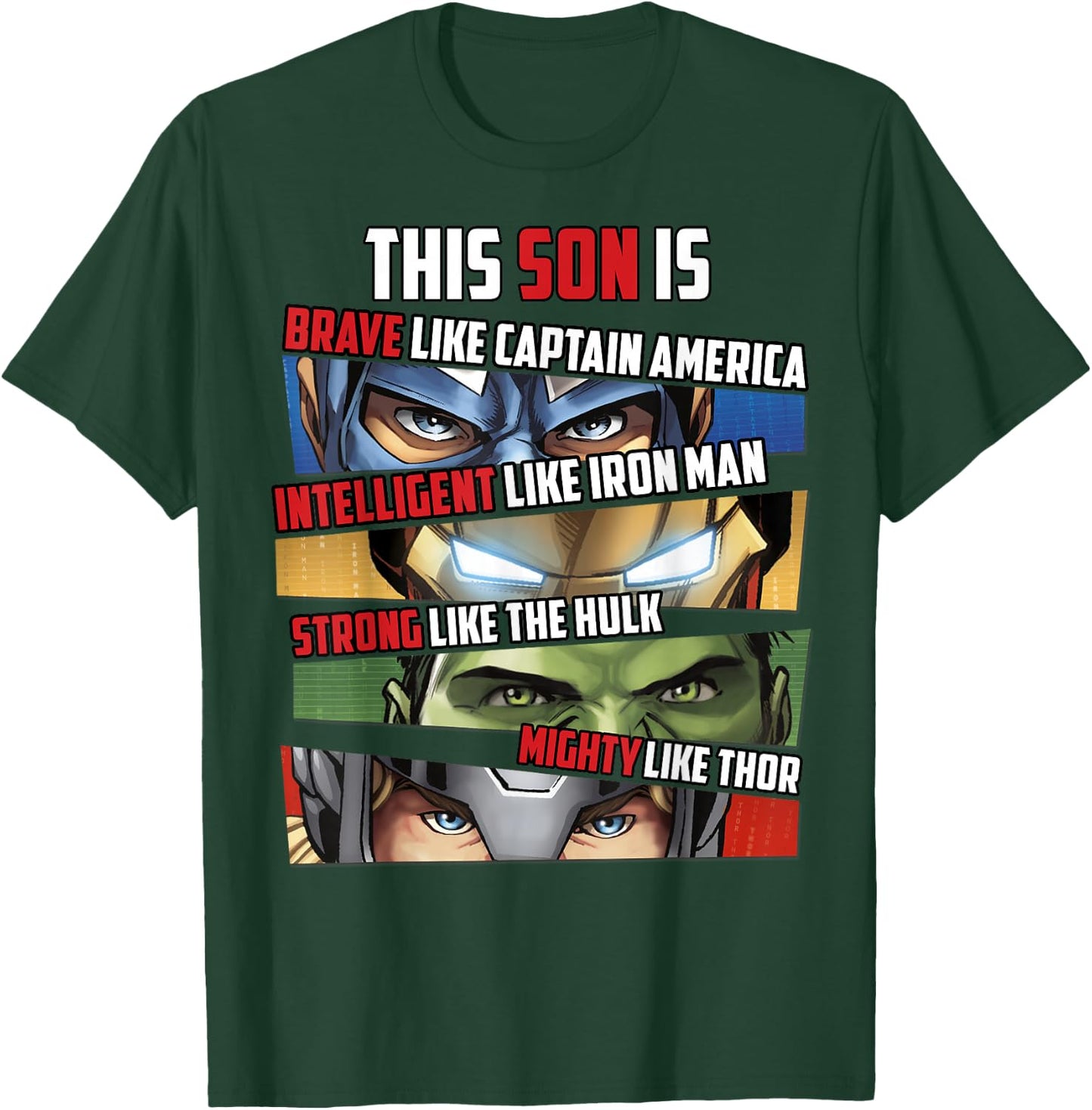 Marvel Avengers This Son Is Group Eyes Panels T-Shirt - T-Shirt | Forest