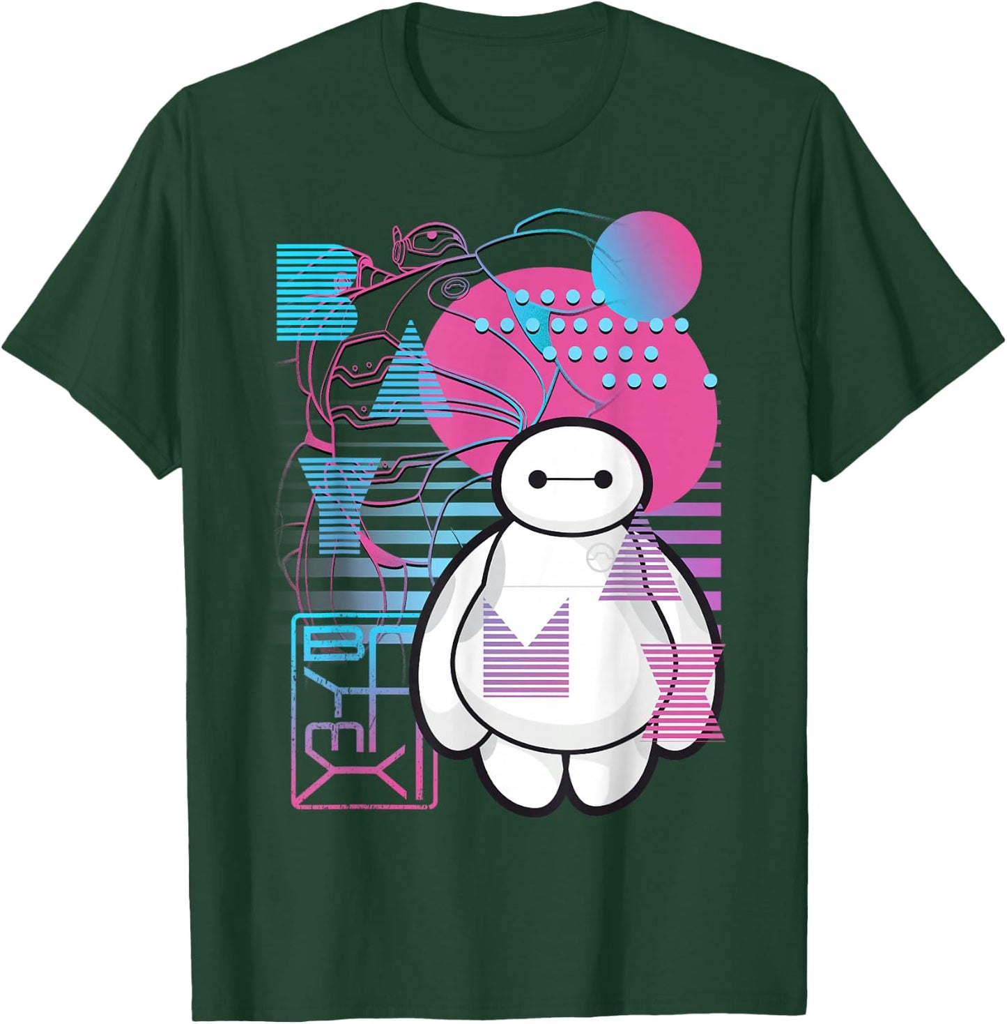 Disney Big Hero 6 Baymax Neon Blue Print Schematics T-Shirt - T-Shirt | Forest