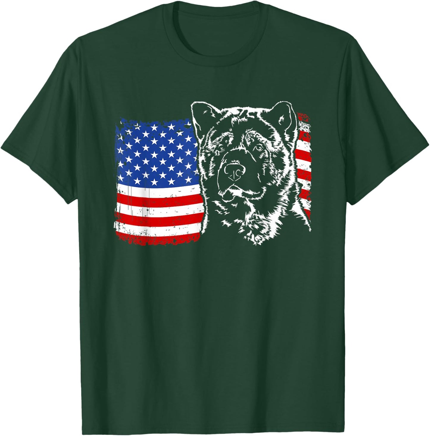 Funny Proud Akita American Flag patriotic dog gift Women Men T-Shirt - T-Shirt | Forest
