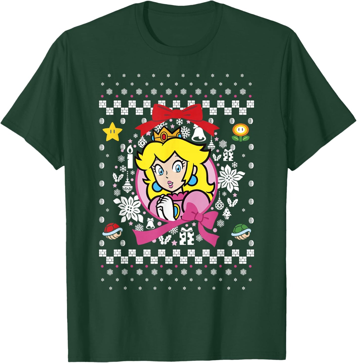 Super Mario Classic Ugly Christmas Peach Graphic T-Shirt - T-Shirt | Forest