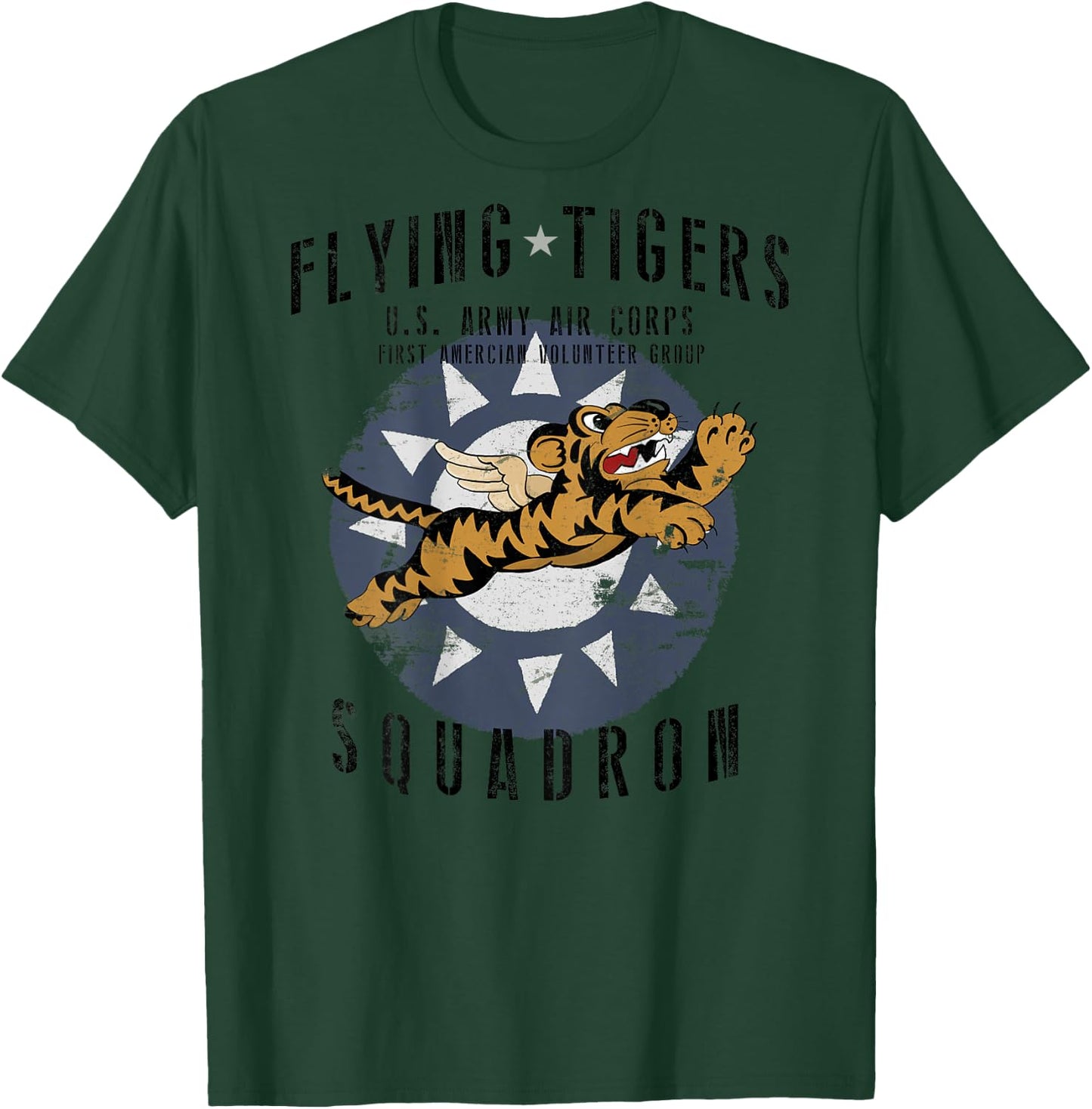 Flying Tigers Squadron WWII Vintage Insignia *BACK PRINTED* T-Shirt - T-Shirt | Forest