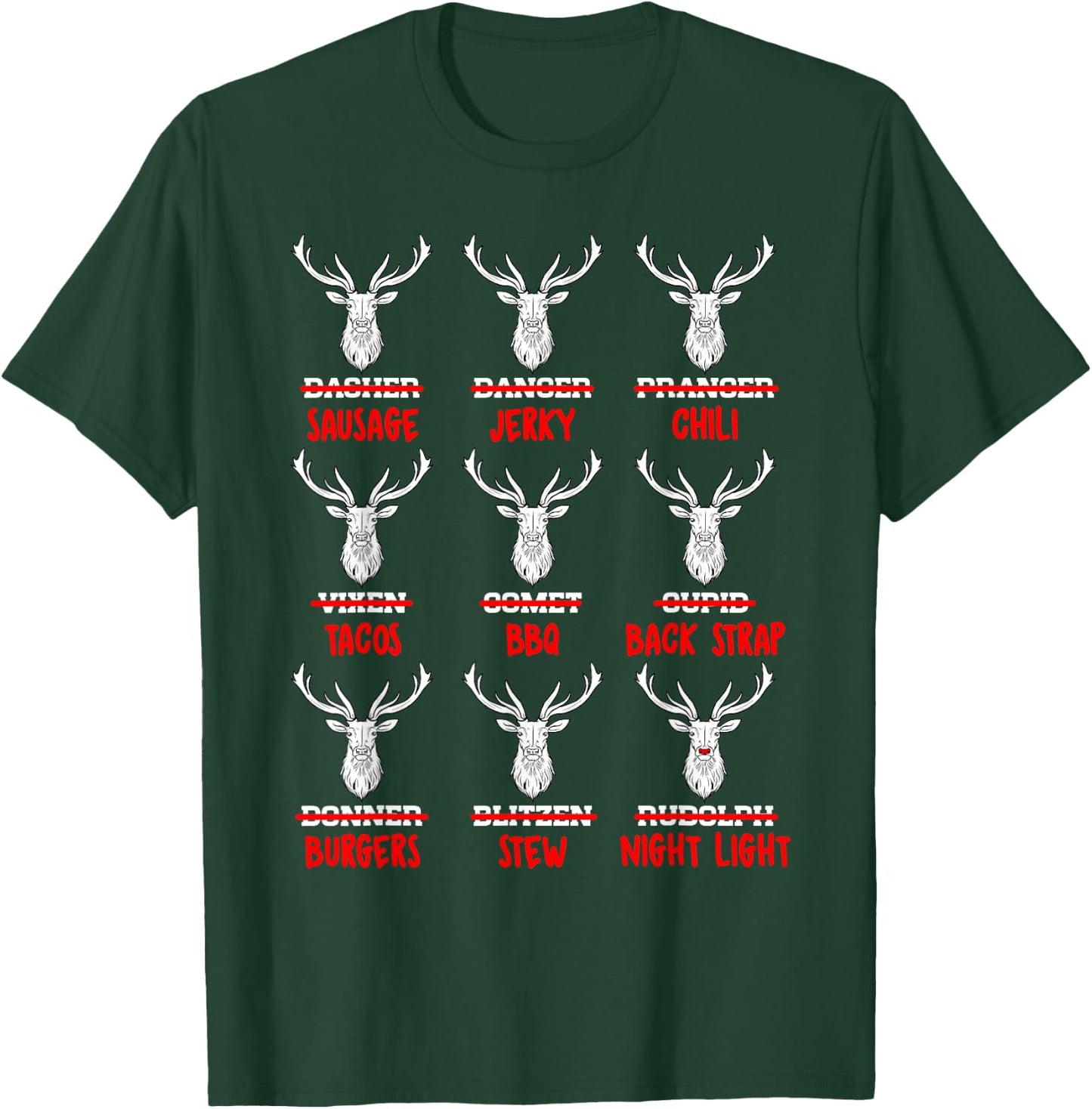 Funny Reindeer T Shirt Meat Lover T Shirt I Love Meat Shirt T-Shirt - T-Shirt | Forest