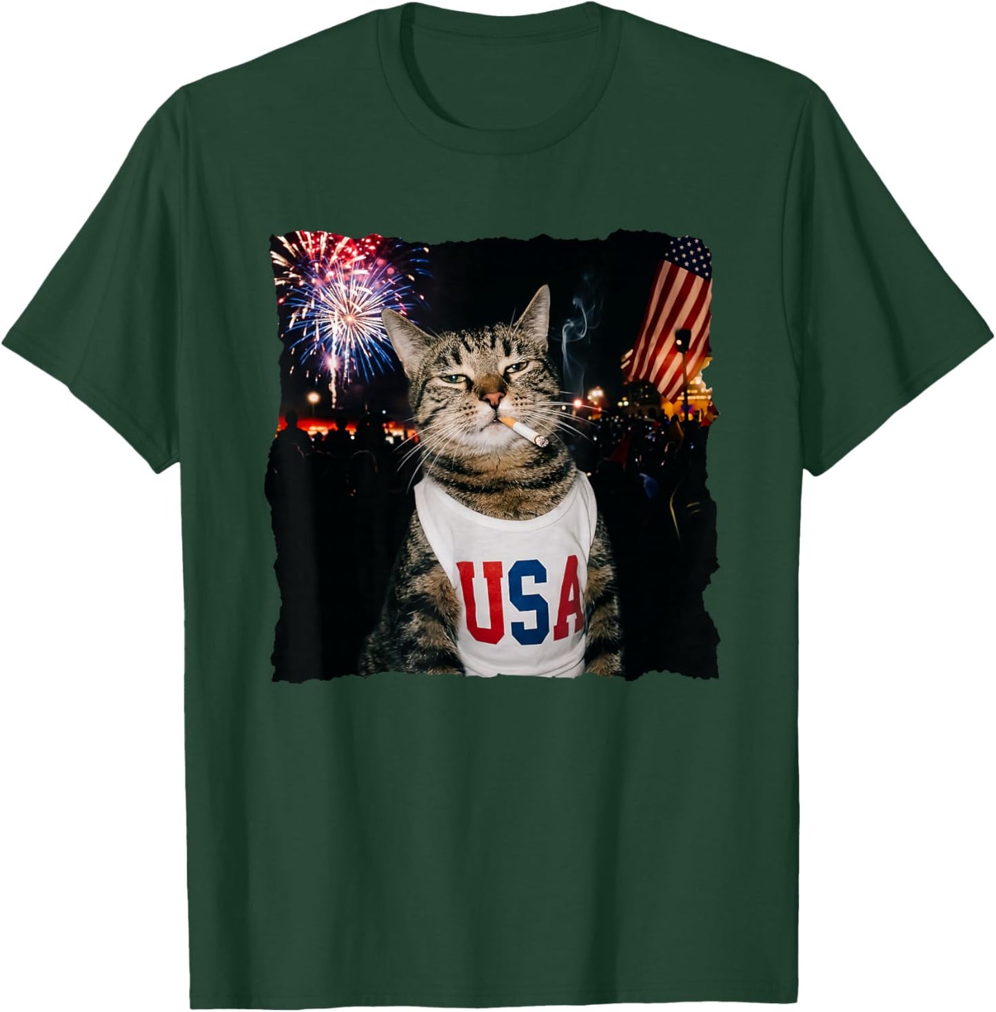 Patriotic Smoking cat T-Shirt - T-Shirt | Forest