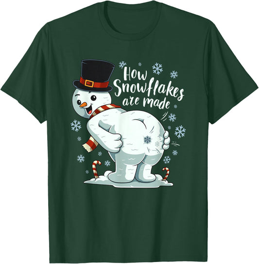 Farting Snowman Making Snowflake Christmas Winter T-Shirt - T-Shirt | Forest