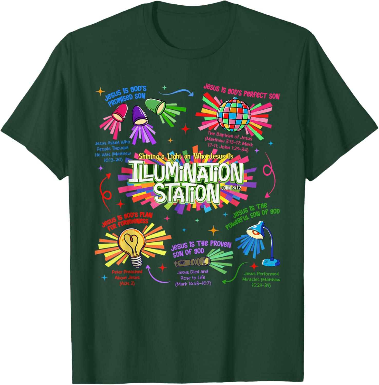 Illumination Station VBS 2026 Bible Jesus Christian Lights T-Shirt - T-Shirt | Forest