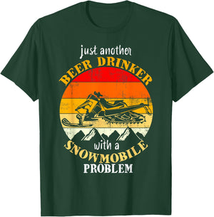 Funny Retro Vintage Snowmobile Just Another Beer Drinker T-Shirt - T-Shirt | Forest