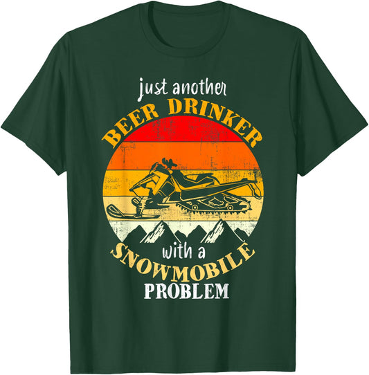 Funny Retro Vintage Snowmobile Just Another Beer Drinker T-Shirt - T-Shirt | Forest