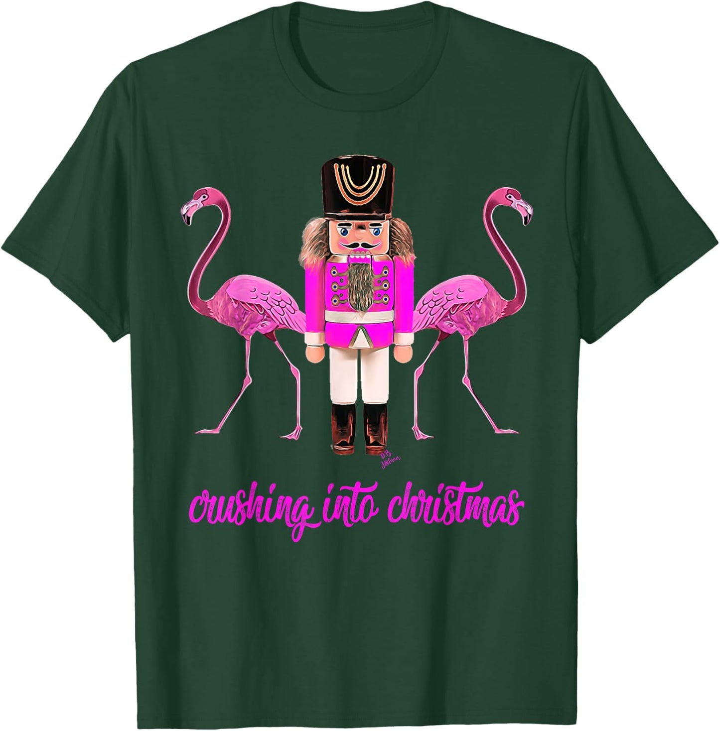 Flamingo top women's crushing into Christmas nutcracker T-Shirt - T-Shirt | Forest