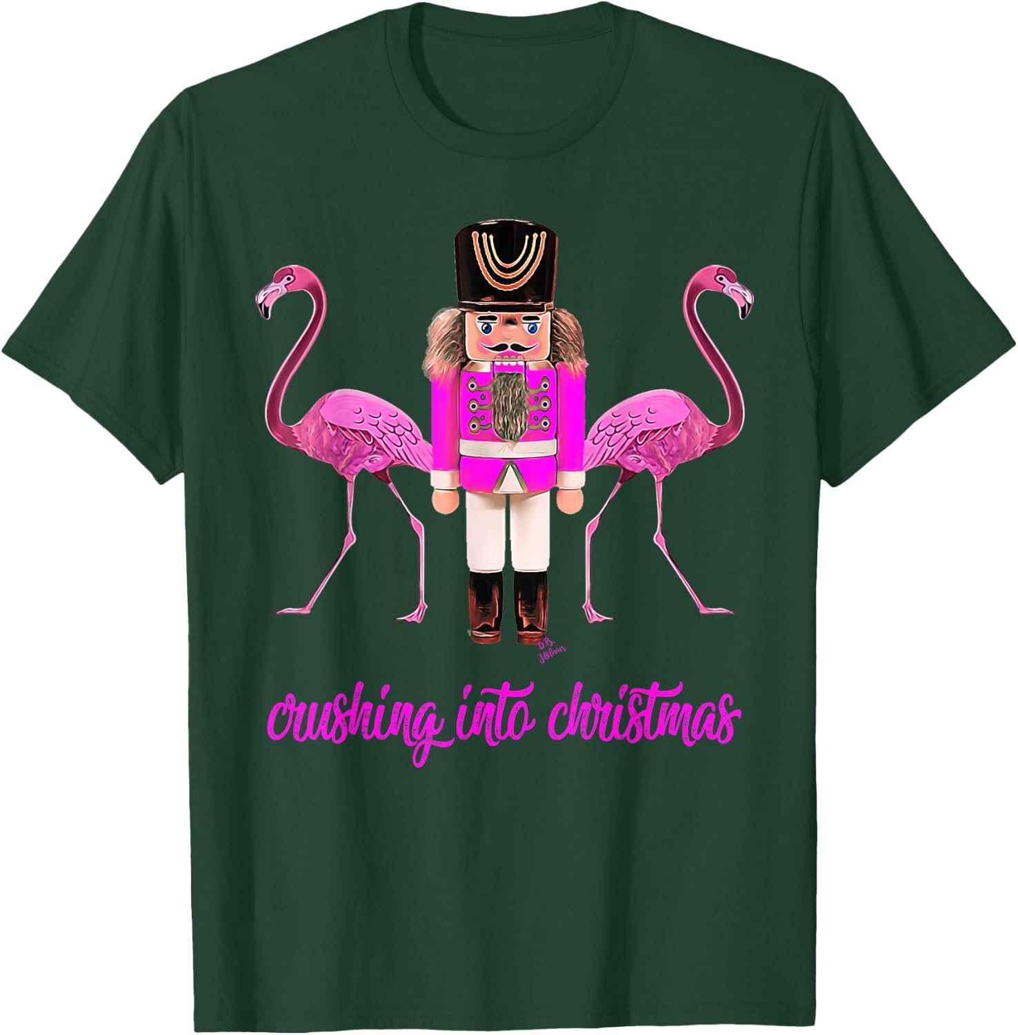 Flamingo top women's crushing into Christmas nutcracker T-Shirt - T-Shirt | Forest