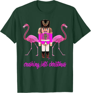 Flamingo top women's crushing into Christmas nutcracker T-Shirt - T-Shirt | Forest
