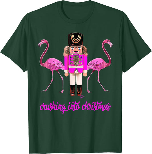 Flamingo top women's crushing into Christmas nutcracker T-Shirt - T-Shirt | Forest