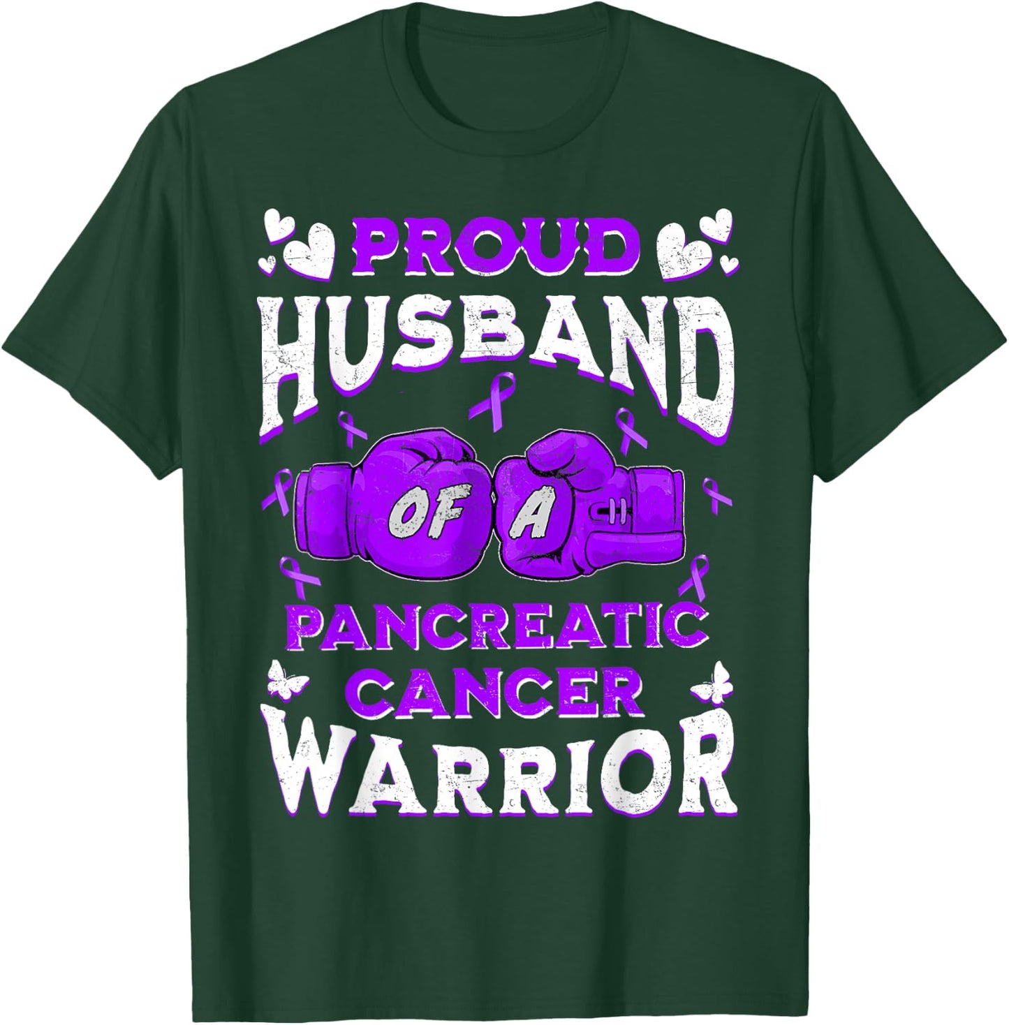 Proud Husband Of A Pancreatic Cancer Warrior Awareness T-Shirt - T-Shirt | Forest
