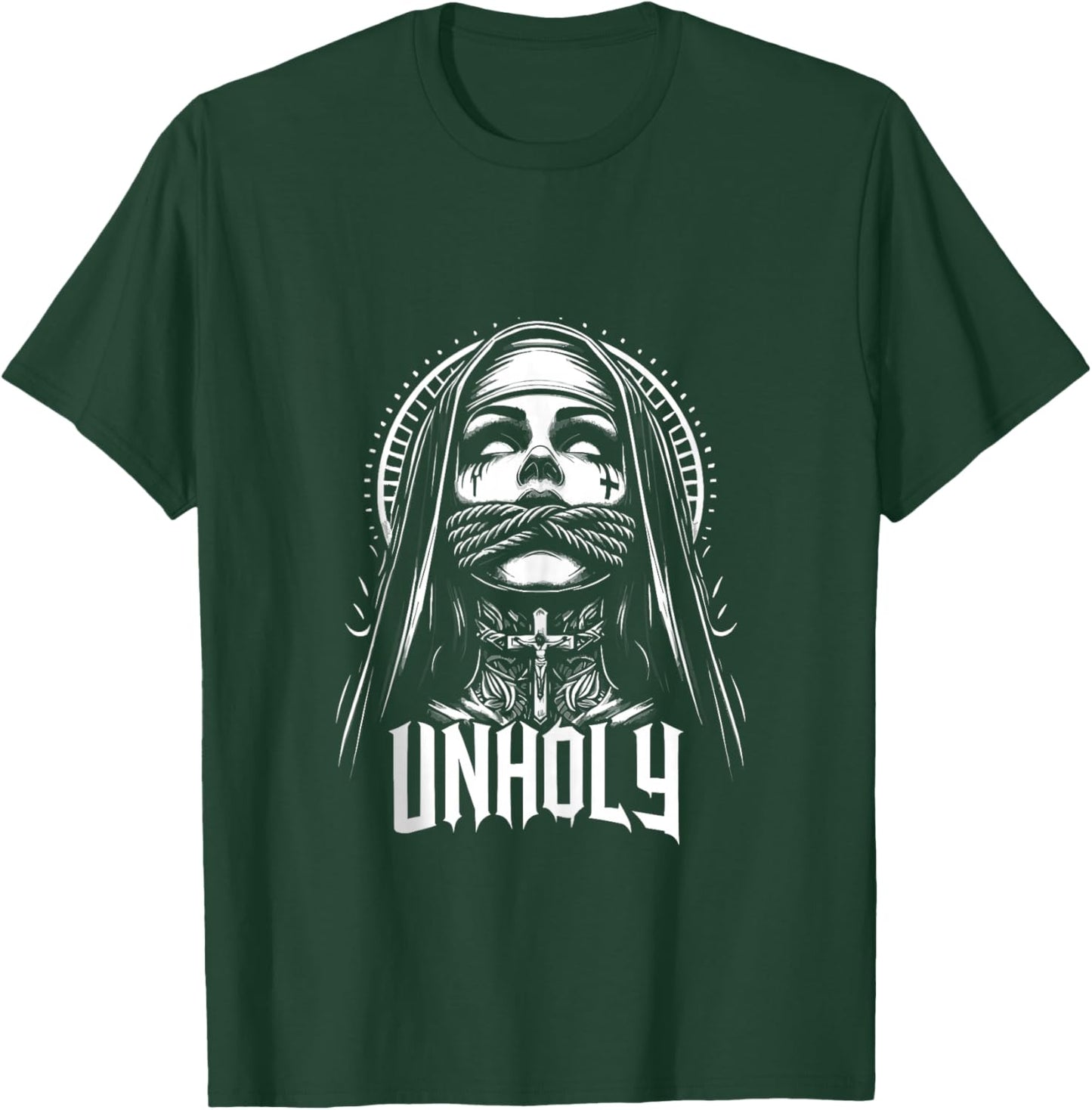Blackcraft Choked Up Unholy Nun Satan Baphomet Halloween T-Shirt - T-Shirt | Forest