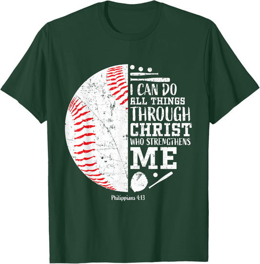 Christian Baseball I Can Do All Things Religious Verse Gifts T-Shirt - T-Shirt | Forest