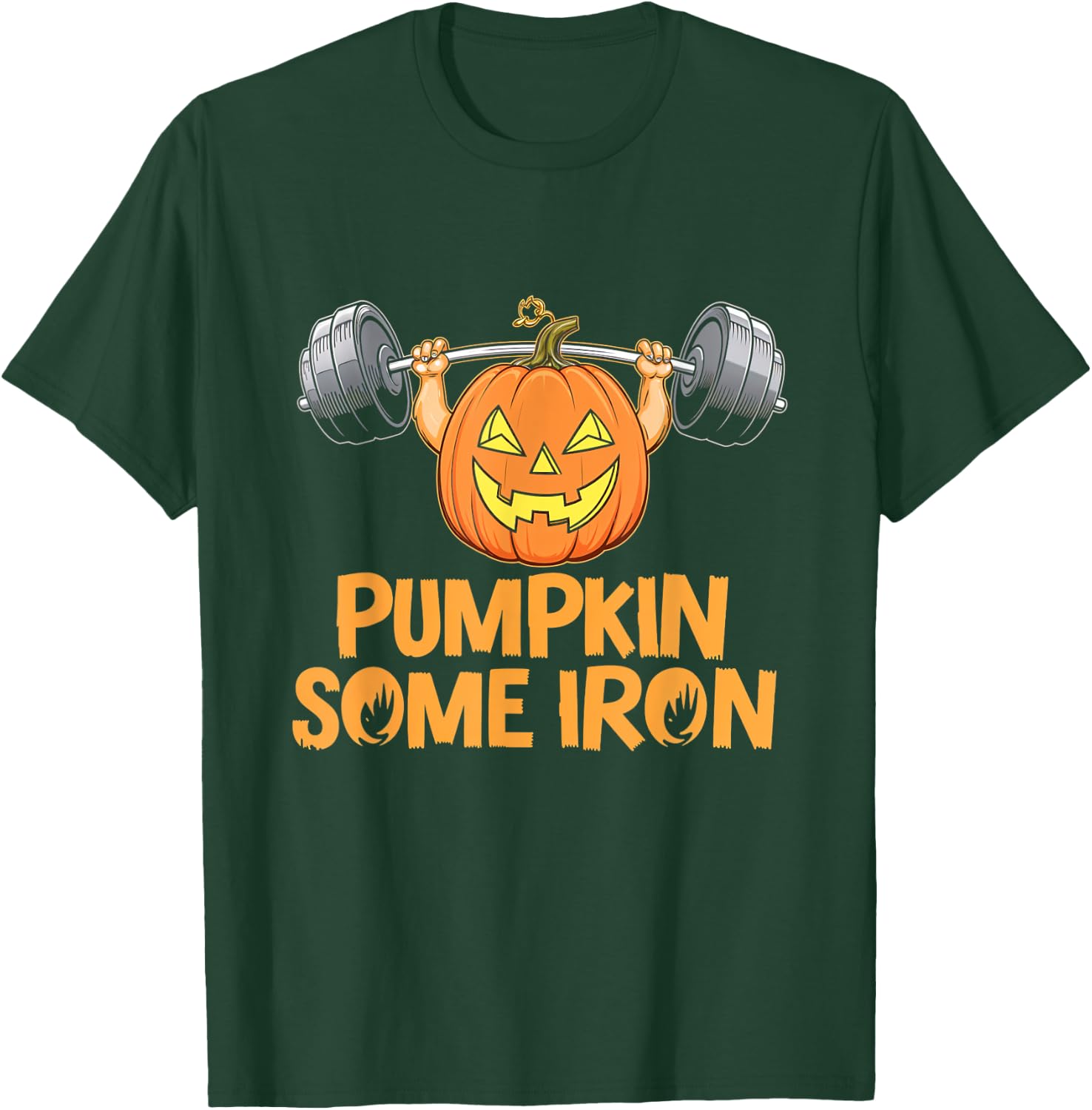 Pumpkin Some Iron Halloween Fitness Gym Weightlifting T-Shirt - T-Shirt | Forest