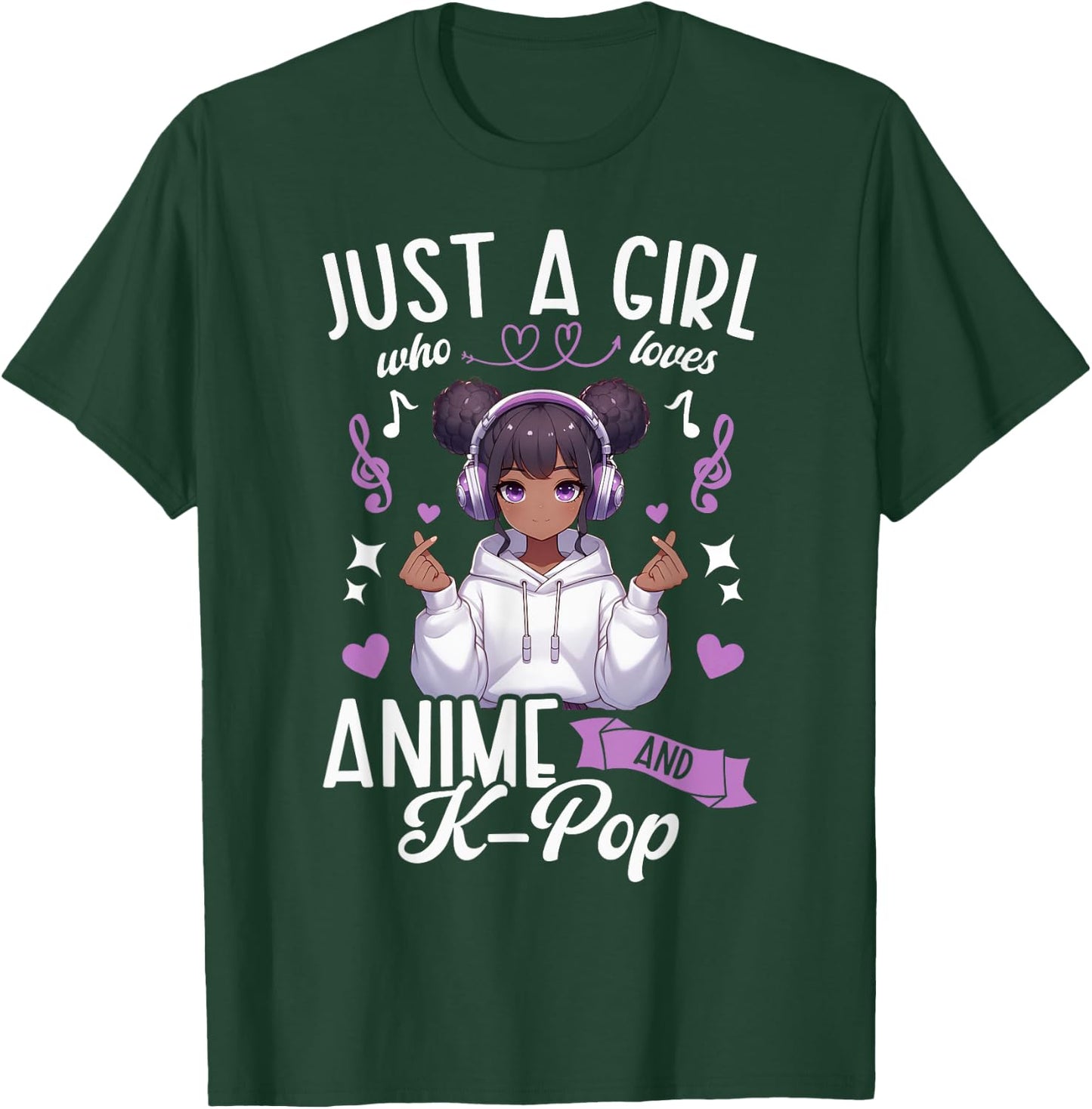 Just A Girl Who Loves Anime and K-Pop African American Afro T-Shirt - T-Shirt | Forest