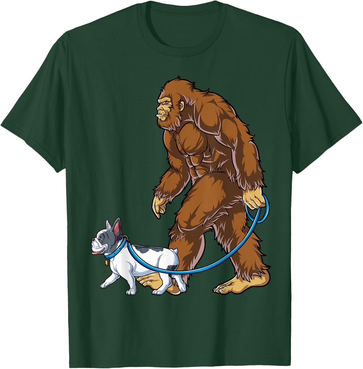 Bigfoot French Bulldog Dog Walk Funny Sasquatch Lovers Men T-Shirt - T-Shirt | Forest