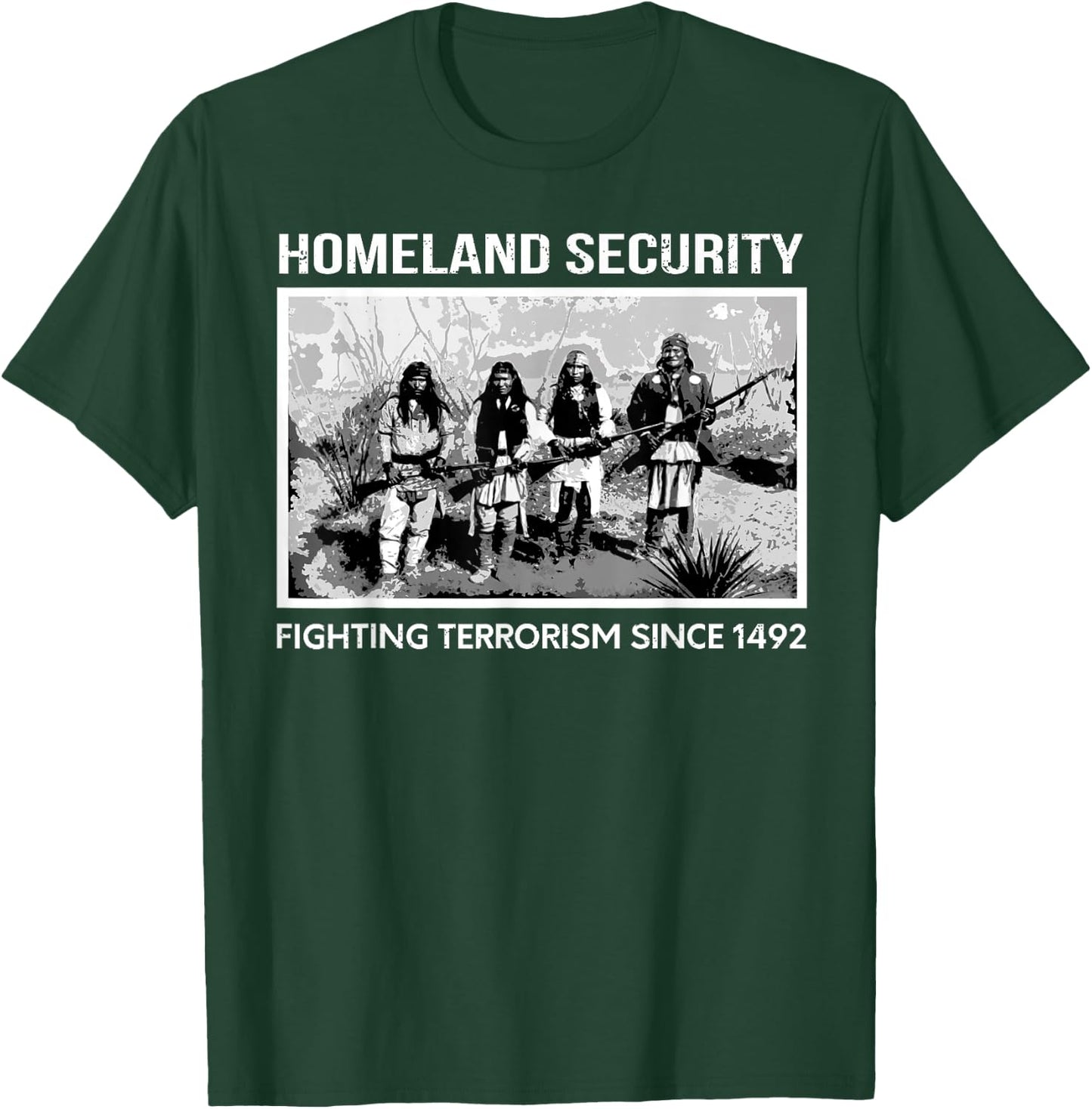 Native American Gift Homeland Security Fighting Terrorism Since 1942 Indian Guy's Adult X-Small Black Short Sleeve Classic Fit T-Shirt - T-Shirt | Forest