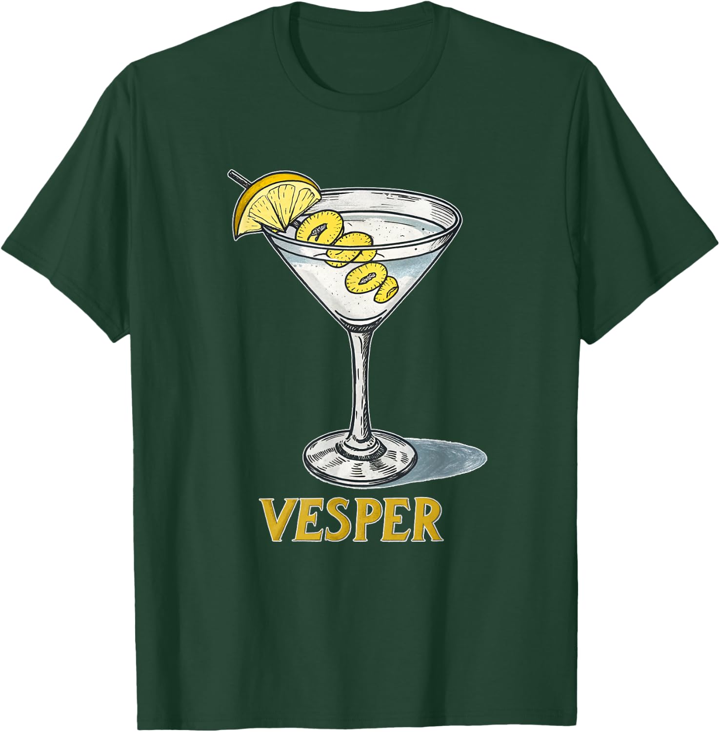 Classic Vesper Martini Graphic Vintage Style T-Shirt - T-Shirt | Forest