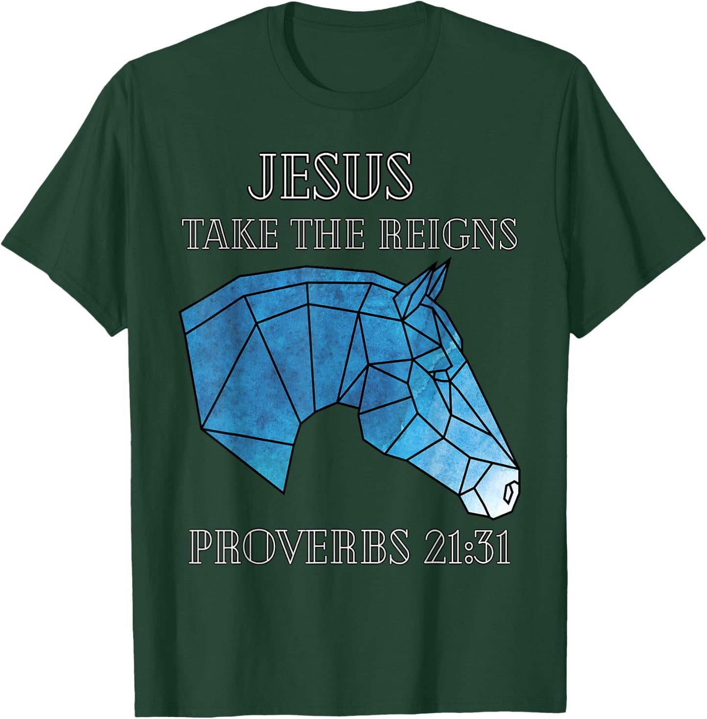 Cute Jesus Take The Reins Stained Glass Horse T-Shirt - T-Shirt | Forest