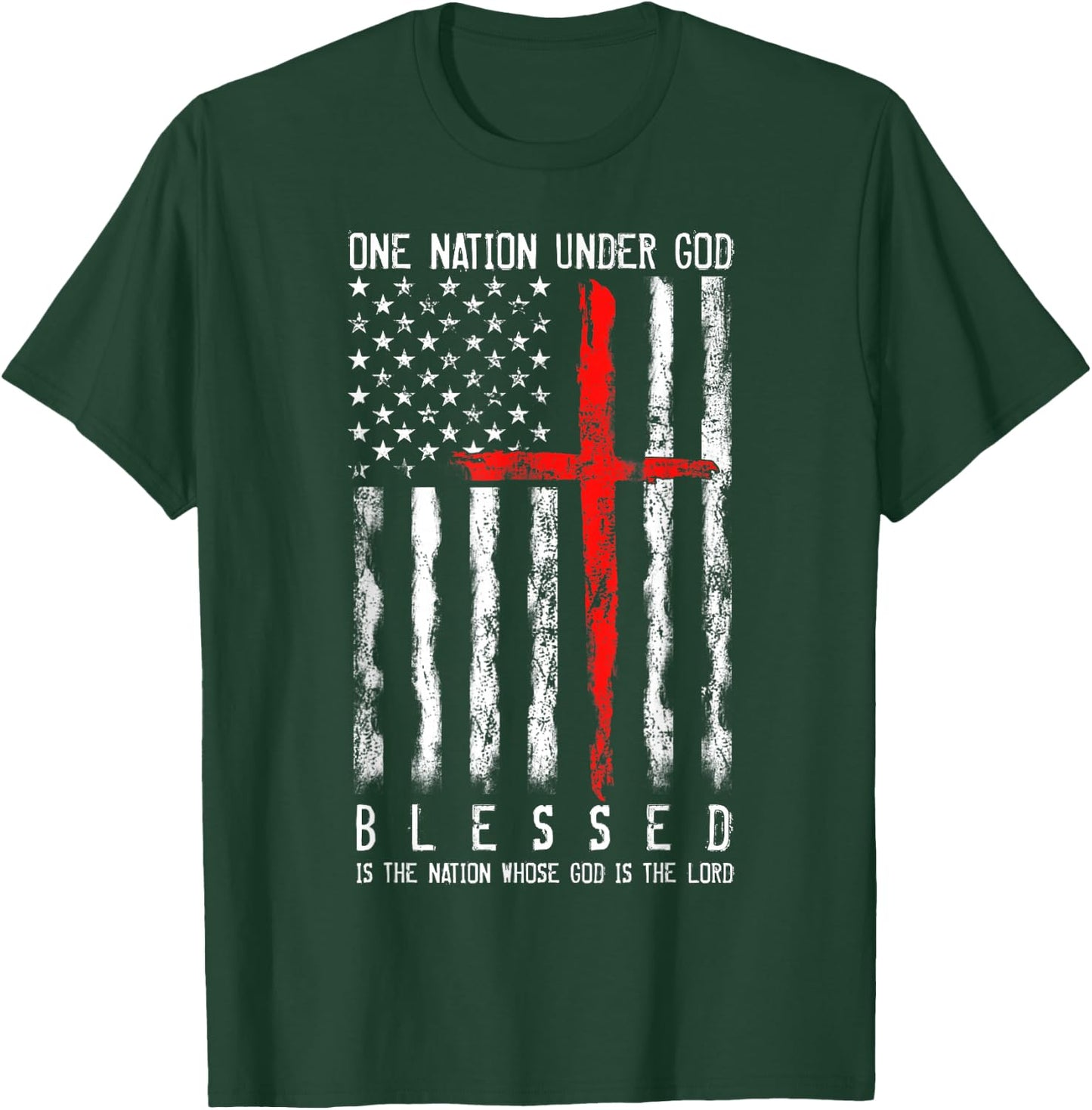 Patriotic Christian Blessed One Nation Under God T-Shirt - T-Shirt | Forest