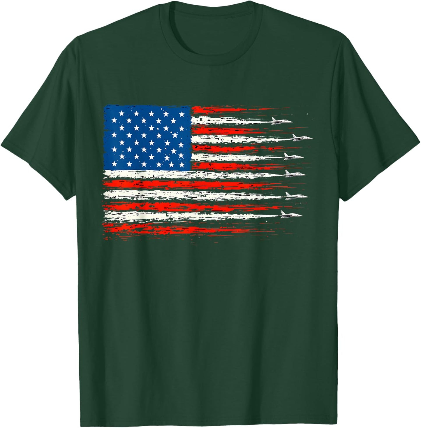 American Flag Aviation Fighter Jets 4th of July T-Shirt - T-Shirt | Forest