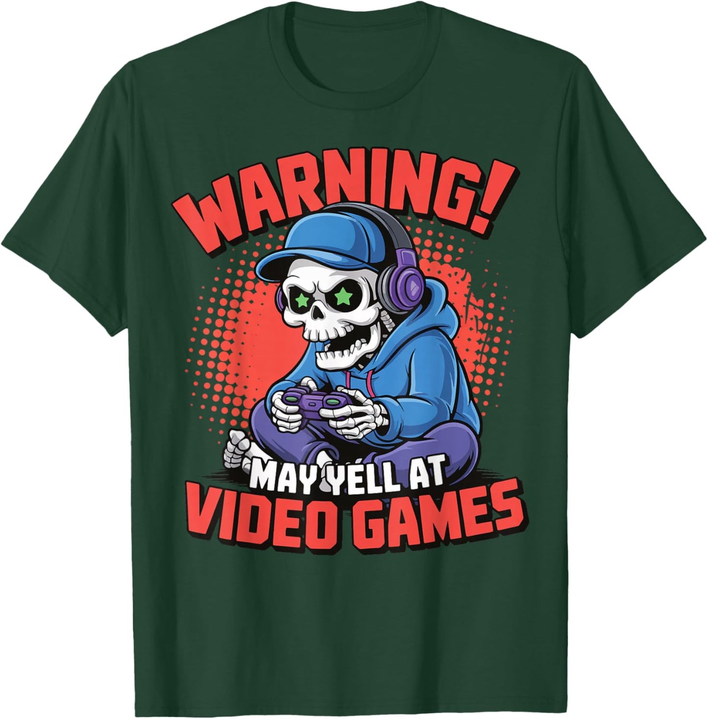 Gamer Skeleton Gaming Video Games T-Shirt - T-Shirt | Forest