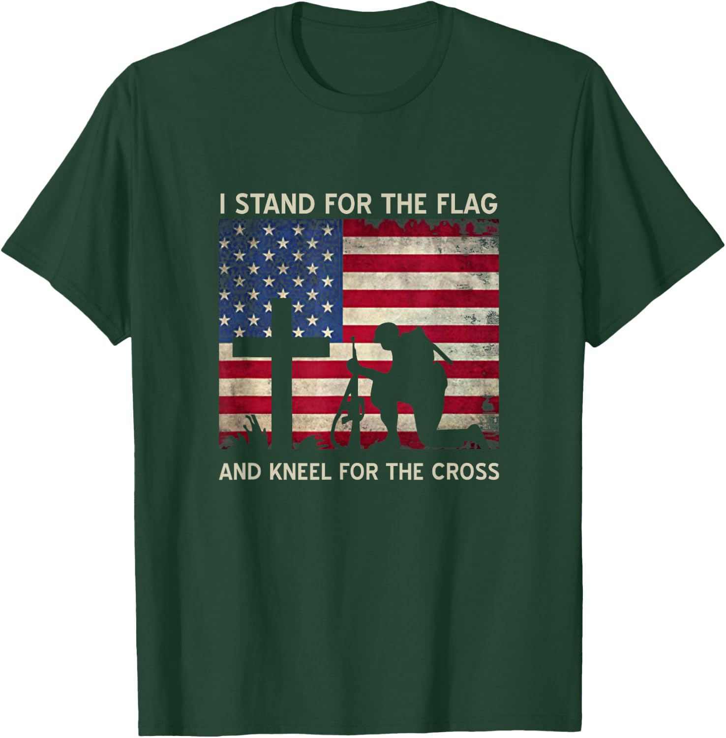 I Stand For The Flag And Kneel For The Cross Gift T-Shirt - T-Shirt | Forest