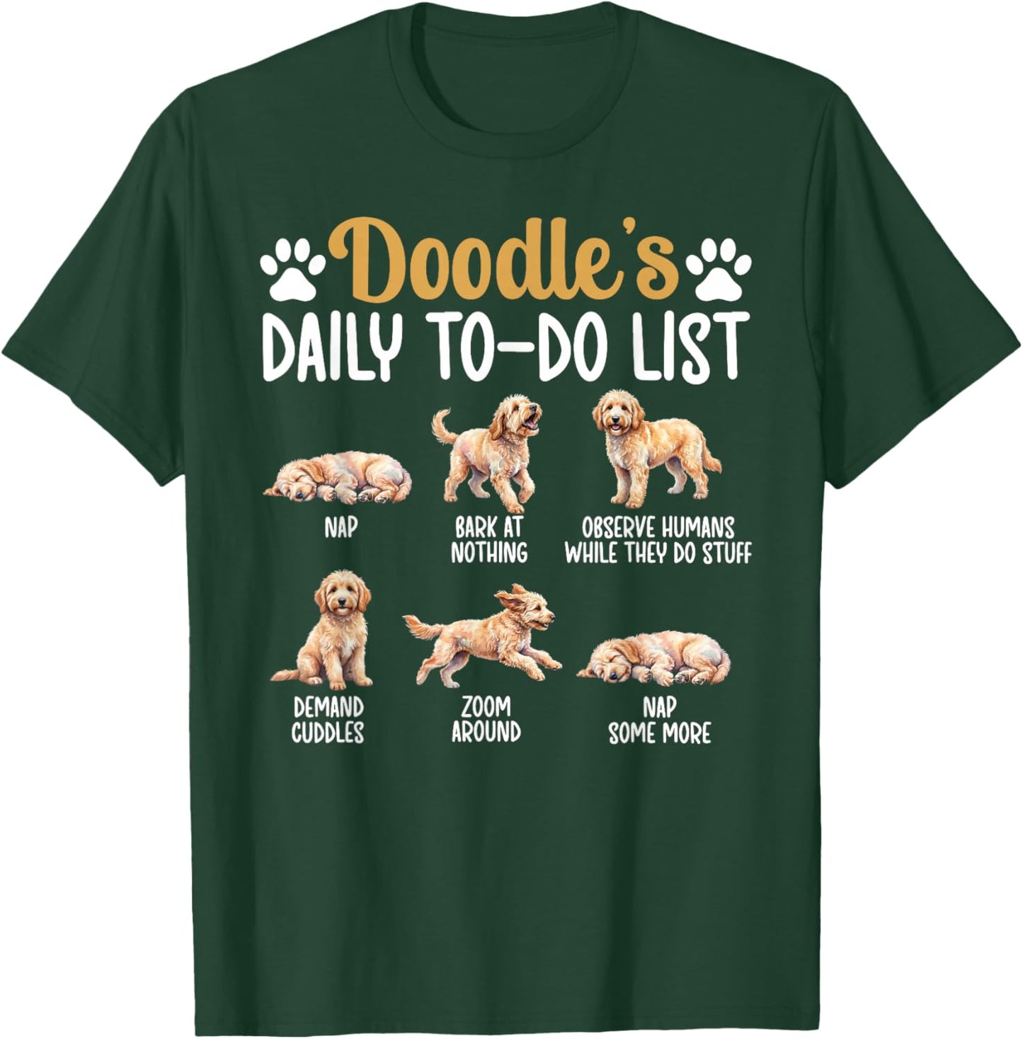 Doodle's to-Do List Doodle Owner Goldendoodle Lover T-Shirt - T-Shirt | Forest