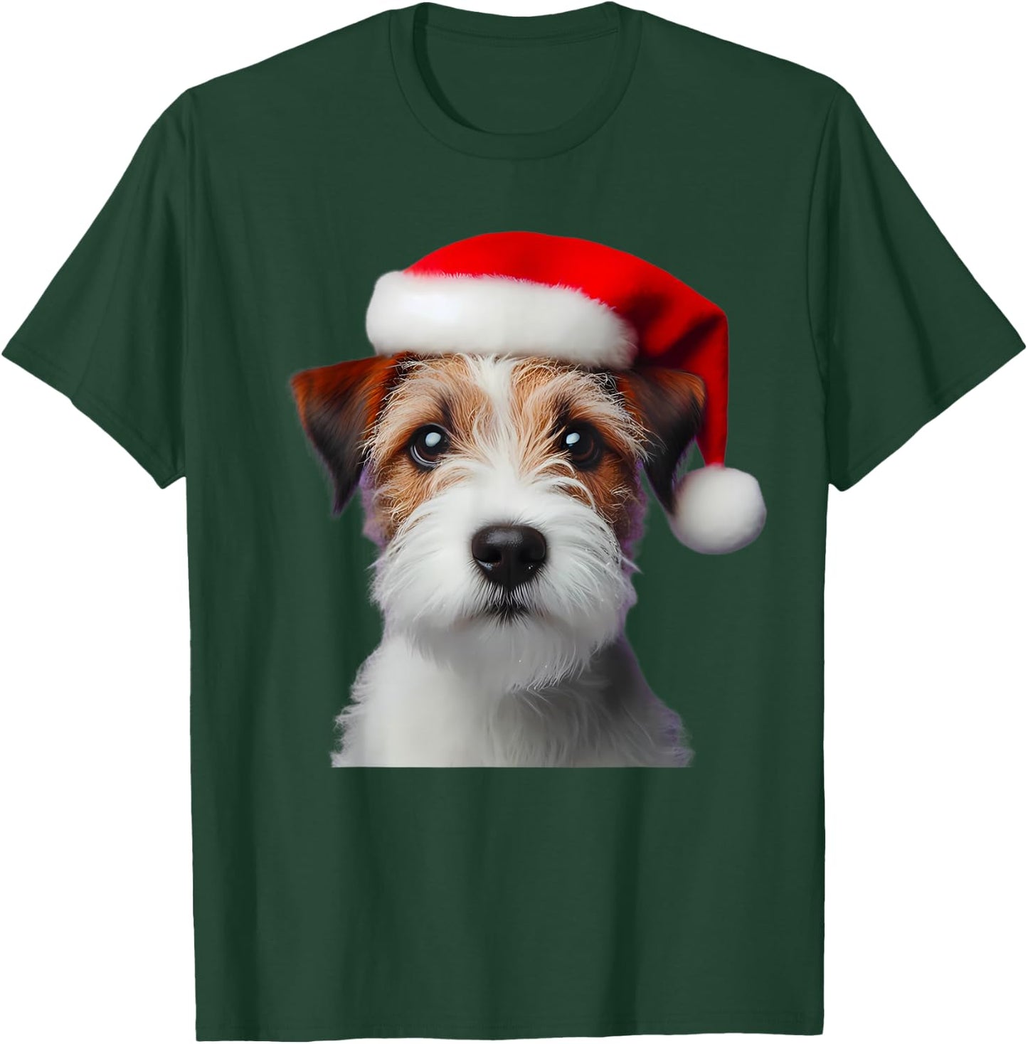Parson Russell Terrier With Santa Hat Christmas Dog Owner T-Shirt - T-Shirt | Forest