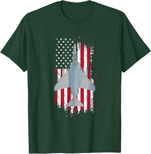 F-4 Phantom American Flag Military Aviation Shirt Women Men T-Shirt - T-Shirt | Forest