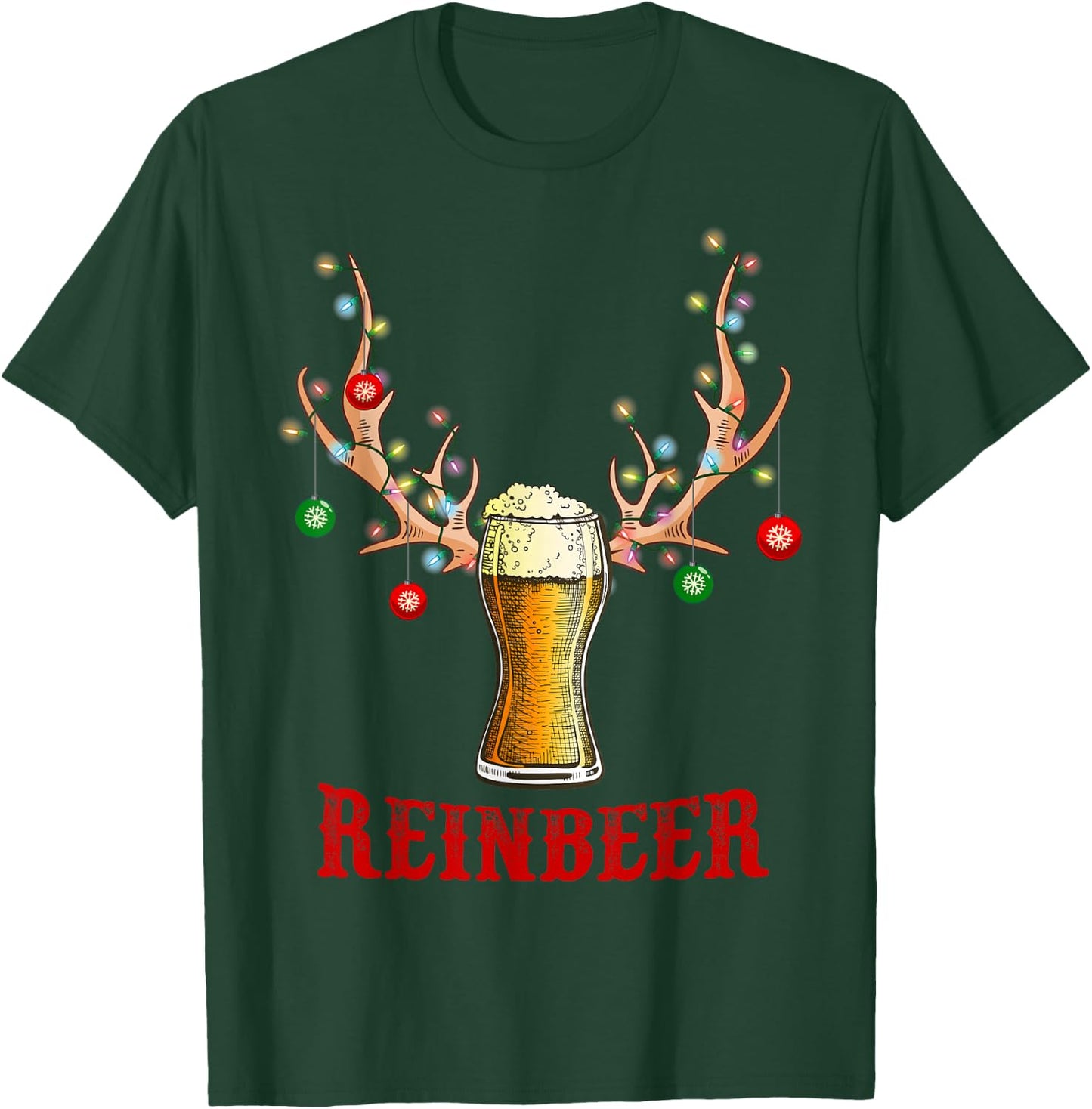 Man Cave Reinbeer Christmas Gift Beer Lovers Costume Men T-Shirt - T-Shirt | Forest